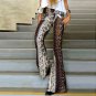 Women Casual Pants Floral Print Wide Leg Trousers Pants Elastic Waist High Waist Flare Long Pants