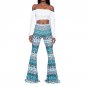 2017 Fashion New Women Bohemian Pattern Print Flare Pants Ladies Elastic High Waist Skinny Full Leng