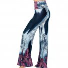 Fashion Elastic High Waist Colorful Digital Printing Long Trousers Slim Hip Women Pants Women Flare 