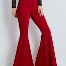 Apparel OL chiffon high waist flare pants Women stringyselvedge summer style casual pants female 201