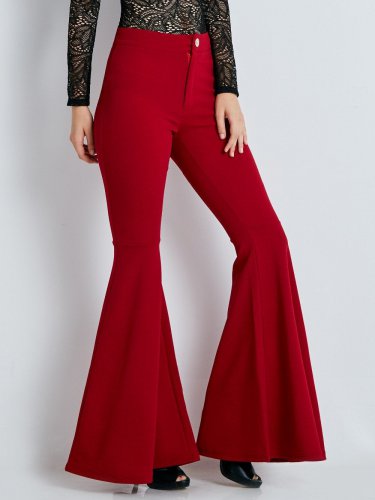Apparel OL chiffon high waist flare pants Women stringyselvedge summer style casual pants female 201
