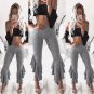 Fashion Lady Asymmetric Frill Hem Ruffle Trousers Womens Bell Bottom Flare Pants Plus Size