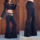 2017 Fashion Sexy Women Stretch Flare Ruffle Layer Wide Leg Pants Boho Palazzo Bell Bottom Trouser