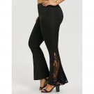 Plus Size Lace Trim Flare Pants Loose Women Trouser Elastic Waist Fitness Sports Yoga Belly Dance Pa