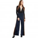 Women Ladies High Waist Stretch Trousers Wide Leg Flared Palazzo Cotton Long Pants Loose Blue Green