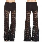 E31 Sexy Lace Flowers Hollow Out The Double Perspective Trousers Flared Trousers