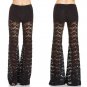 E31 Sexy Lace Flowers Hollow Out The Double Perspective Trousers Flared Trousers