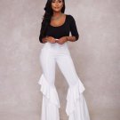 Flare Pants Plus Size Slim Fit Women Bell Bottom Pants for Women Casual Cotton Flared Ruffles Trouse