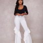 Flare Pants Plus Size Slim Fit Women Bell Bottom Pants for Women Casual Cotton Flared Ruffles Trouse