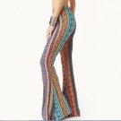 JOYINPARTY Hot Bell Bottom Pants Hippie Boho Multi Paisley Print Stretch Wide Leg Trousers