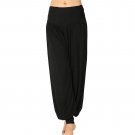 Women Ladies Solid Harem Yoga Sport Flare Modal Pant Belly Elastic Waist Dance Club Wide Leg Pants L