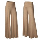 New Womens Ladies Plus Size Plain Palazzo Wide Leg Flared Trousers Legging Pants