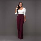 hirigin Casual Palazzo Pants Women Black Slim High Waist Flare Career OL Loose Wide Leg Pant Long Tr