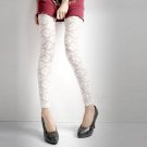 Sexy Women ladies Stretch Skinny Slim Pants Trousers Black white high waist Lace rose floral thin Le