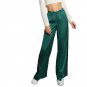 Striped Side Tailored Wide Leg Pants Green High Waisted Pants Zipper Fly Casual Trousers Elegant Loo