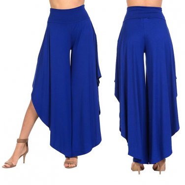 Elegant Irregular Ruffles Wide Leg Pants Women High Waist Pleated Pants Femme Casual Loose Streetwea
