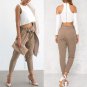 Womens Casual Harem Pants Elastic High Waist Cropped Length Trousers