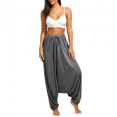 CharMma 2017 Women Trouser Drop Bottom Harem Pants with Drawstring Casual Loose Plus Size Full Lengt