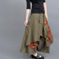 Wide Leg Pants Women Embroidery Autumn Spring Summer Green Black Trousers