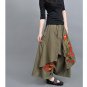 Wide Leg Pants Women Embroidery Autumn Spring Summer Green Black Trousers