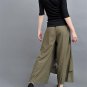 Wide Leg Pants Women Embroidery Autumn Spring Summer Green Black Trousers