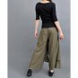 Wide Leg Pants Women Embroidery Autumn Spring Summer Green Black Trousers