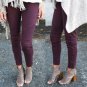Europe America Moto Biker Jeans Women Cotton Washed Vintage Pleated Pencil Pants Femme Zipper High E