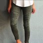 Europe America Moto Biker Jeans Women Cotton Washed Vintage Pleated Pencil Pants Femme Zipper High E