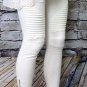 Europe America Moto Biker Jeans Women Cotton Washed Vintage Pleated Pencil Pants Femme Zipper High E