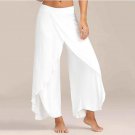 NIBESSER Chiffon  Irregular Side Pants Women Causal Wide Leg Split Trousers Female Solid Elastic Was