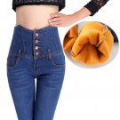 2016 Warm Jeans For Women Thicken Pants Winter Jeans Female Stretch Straight Fashion High Waist Jean