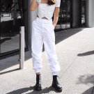 Weekeep High Waist Women\'s Pants Casual Zipper Pockets OL Ankle-length Pants Womens White Fashion S
