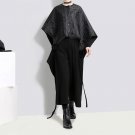 new spring high waist solid color black loose wide leg bandage pants women trousers fashion tide JD4