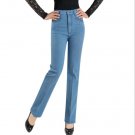 2018 New spring autumn women jeans high waist stretch denim pants plus size straight trousers s691