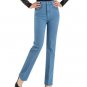 2018 New spring autumn women jeans high waist stretch denim pants plus size straight trousers s691