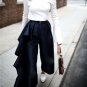 Ruffle Trousers for Women High Waist Wide Leg Pants Female Casual Palazzo Bottoms Large Sizes Clothe