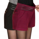 Autumn short pants women wool shorts sexy elastic waist Thickened Solid color Harem short trousers F