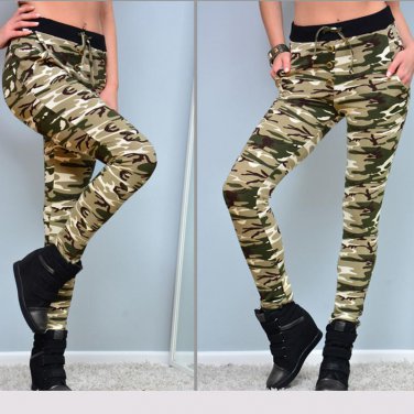2017 Fashion Spring Long Camouflage Pants Women Skinny Slim Casual Joggers Female Camouflage Trouser