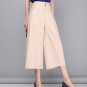 Women OL Wide Leg Pants 2017 Summer Elegant Linen Pants Women Black/White/Beige 3/4 Trousers Pantalo