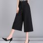 Women OL Wide Leg Pants 2017 Summer Elegant Linen Pants Women Black/White/Beige 3/4 Trousers Pantalo