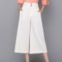 Women OL Wide Leg Pants 2017 Summer Elegant Linen Pants Women Black/White/Beige 3/4 Trousers Pantalo