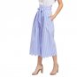 Blue Striped Tie Waist Culotte Pants Wide Leg Pants Scallop Hem Trousers With Belt 2017 Fall Mid Wai