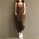Women Pants  Solid Color Blue Pants Loose Waist Cross Pants Cotton Trousers Plus Size 3XL Bandage Tr
