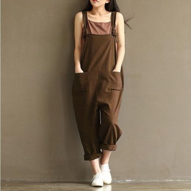 Women Pants  Solid Color Blue Pants Loose Waist Cross Pants Cotton Trousers Plus Size 3XL Bandage Tr
