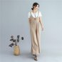 Linen Cotton Wide Leg Pants Adjustable Strap Overalls Rompers Soft Comfortable Suspender Trousers G0
