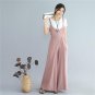 Linen Cotton Wide Leg Pants Adjustable Strap Overalls Rompers Soft Comfortable Suspender Trousers G0