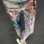 2017 spring new beauty printed sequins bronzing slim nine points jeans women skinny trousers