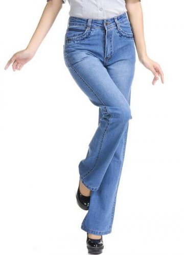 Free shipping plus size elastic plus size bell bottom jeans female trousers women\'s high waisted pa