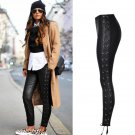 2017 Autumn High Waist PU Trousers Women Side Stripe Leather Black Push Up Pencil Pants Mujer Englan