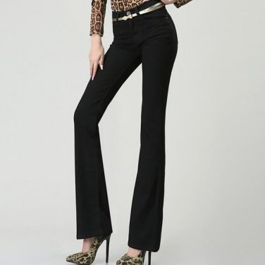 2017 spring and autumn micro speaker high waist jeans female black trousers Slim hip stretch pants